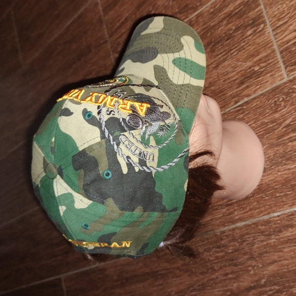 Sam's Cap Green Woodland Camo Army Veteran Adjustable Strapback Hat - Picture 3 of 8